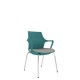 Turquoise Perforated Back Chair With Integrated Arms, Upholstered Seat And Chrome 4 Leg Frame